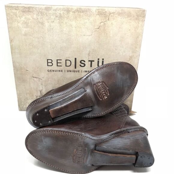 NWT Bed Stu Brown Leather Cobbler Duchess Perforated Wedge Boots Women size 8 - Picture 6 of 7
